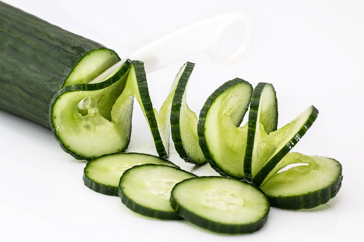 Cucumbers sliced to add to the platter