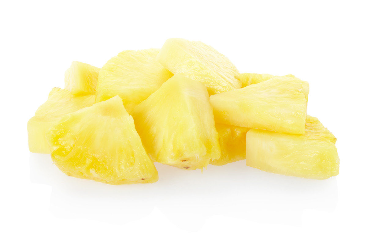 Pineapple pieces ready to feed