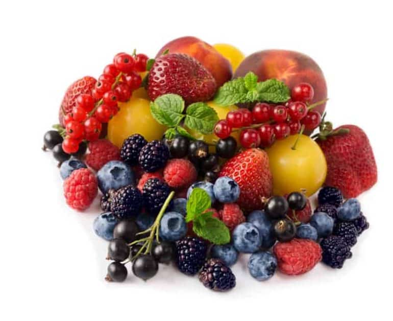 A variety of berries.