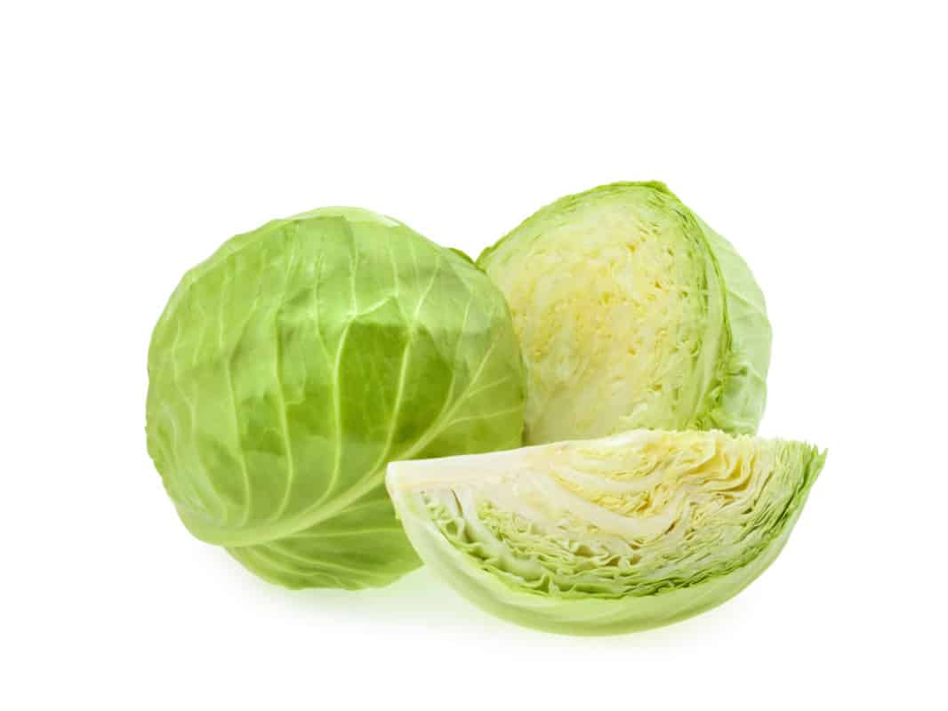 Cabbages with one of them cut into half 