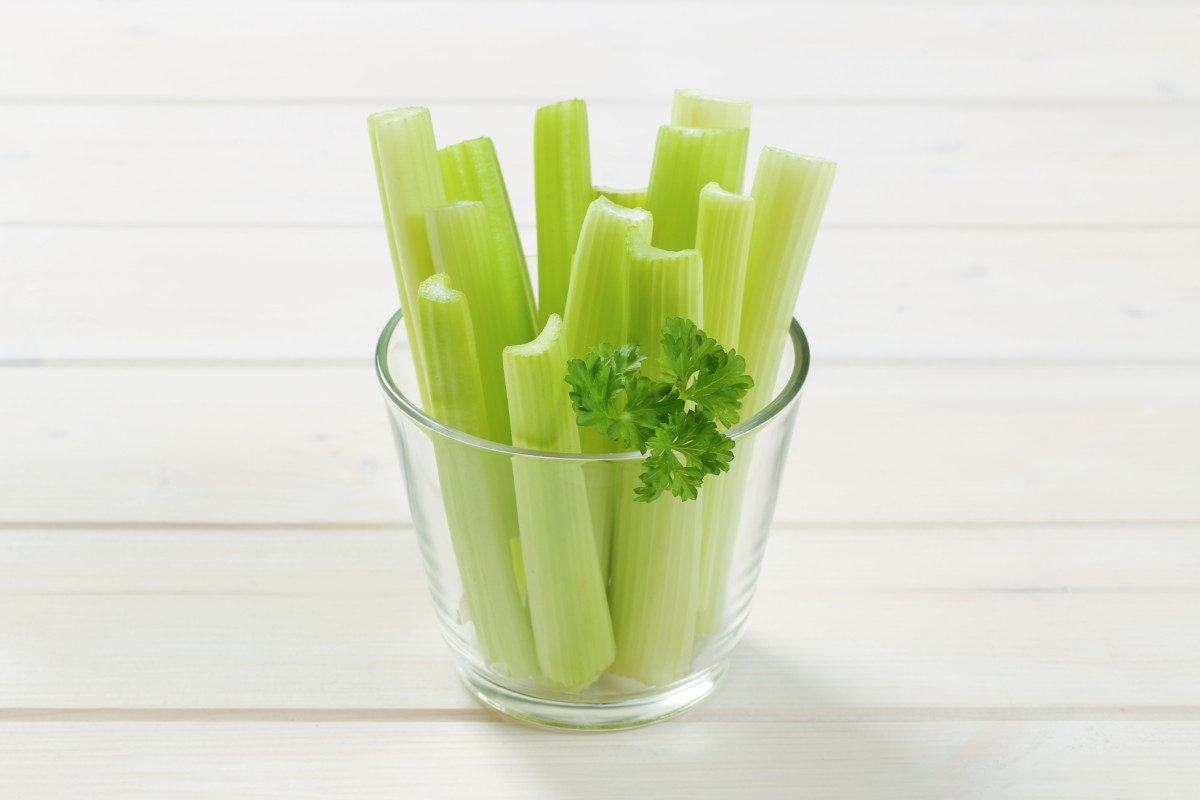 Celery placed inside a glass 