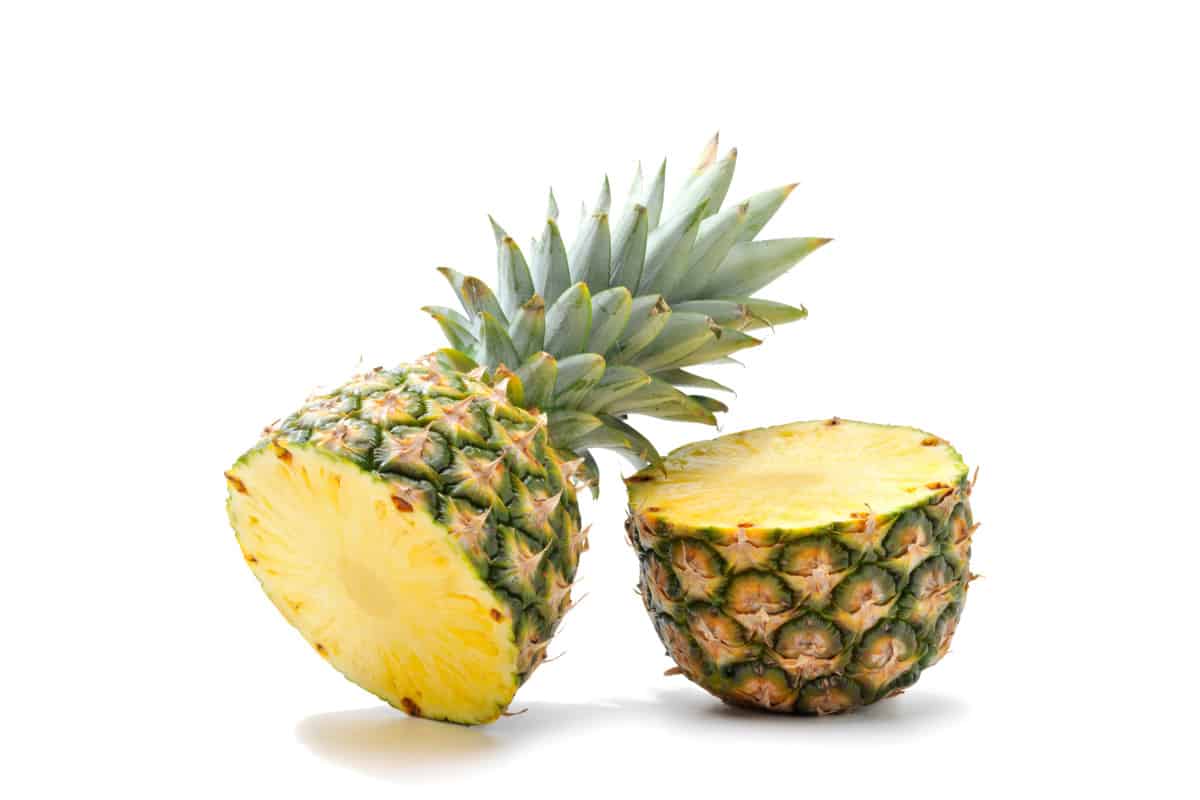 Pineapple cut into two halves