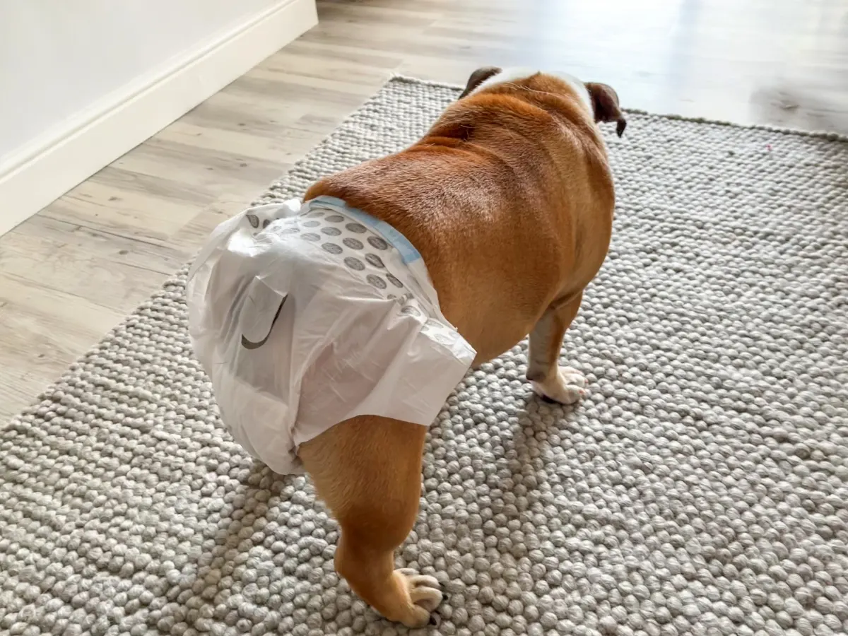 Female Dog In Heat Wearing Diaper