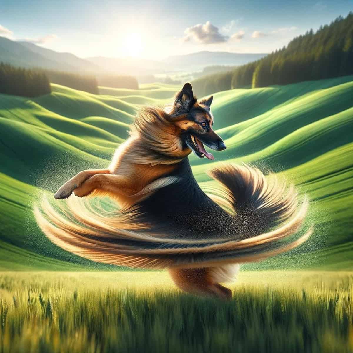 German Shepherd Spinning